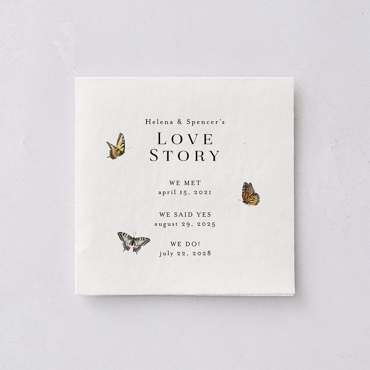 Rustic Butterflies Cocktail Napkins Pure White Napkin Uncoined