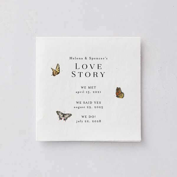 Rustic Butterflies Cocktail Napkins Pure White Napkin Uncoined