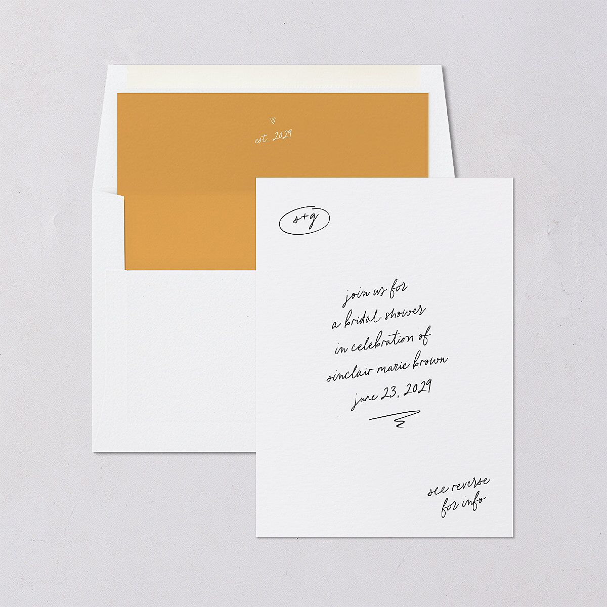Sunny Day Modern Script Bridal Shower Invitations Pure White Signature Blank Standard