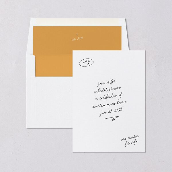 Sunny Day Modern Script Bridal Shower Invitations Pure White Signature Blank Standard