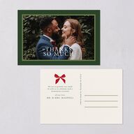 Simple Frame Photo Accent Thank You Postcards Hunter Green