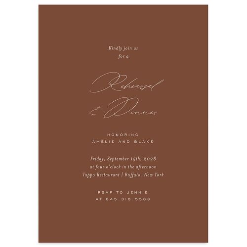 Foil Arch Rehearsal Dinner Invitations Chestnut Signature Blank Standard