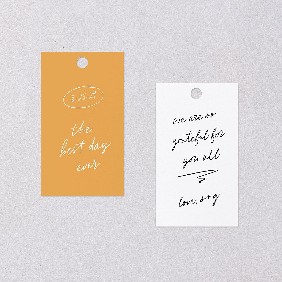 Sunny Day Modern Script Favor Gift Tags Pure White Signature