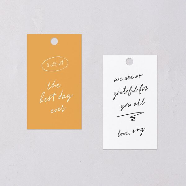 Sunny Day Modern Script Favor Gift Tags Pure White Signature