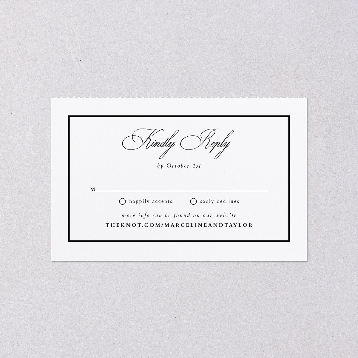 Classic Champagne with Bows All-in-One Wedding Invitations Pure White Signature Light Both Recipient and Return Addresses No