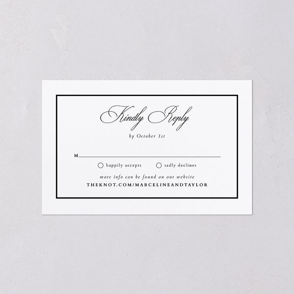 Classic Champagne with Bows All-in-One Wedding Invitations Pure White Signature Light Both Recipient and Return Addresses No