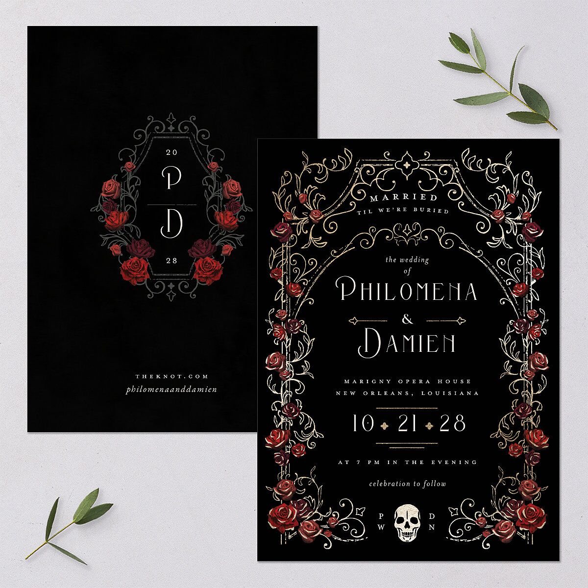 Gothic Gate Foil Wedding Invitations — view 1