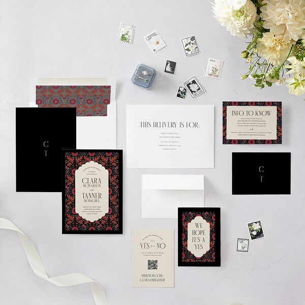 Ornate Garden Wedding Invitations Garnet Signature Blank No