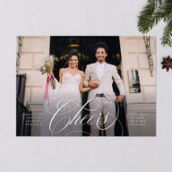 Elegant Cheer Holiday Cards Pure White Signature Blank Landscape Standard