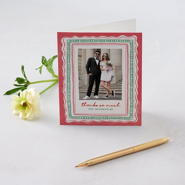 Whimsical Painted Holiday Border Thank You Cards Scarlet
