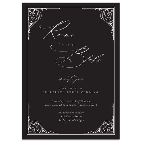 Vintage Gothic Wedding Invitations Licorice Signature Blank No Standard
