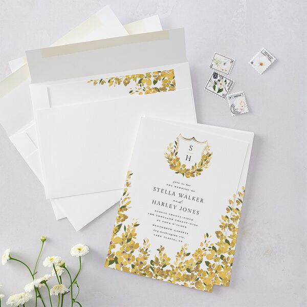 Delphinium Crest Wedding Invitations Daffodil Signature Blank No