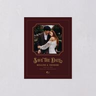 Vintage Storybook Save the Date Petite Cards Merlot Signature smooth Blank Standard No