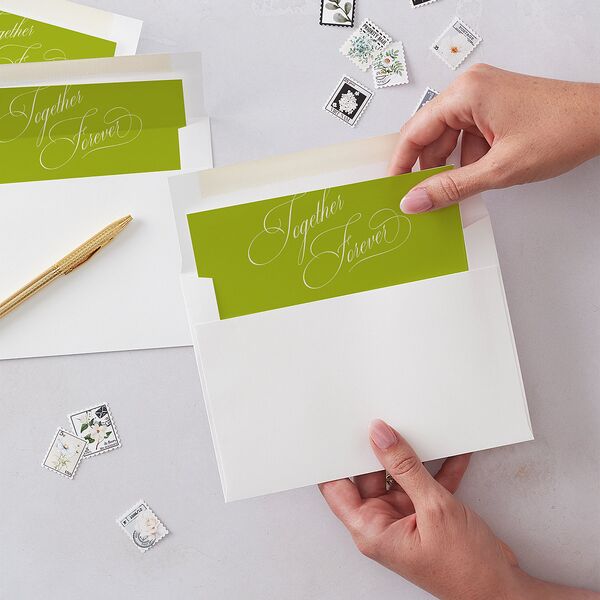 Modern Wedding Of Calligraphy Envelope Liners Chartreuse Standard