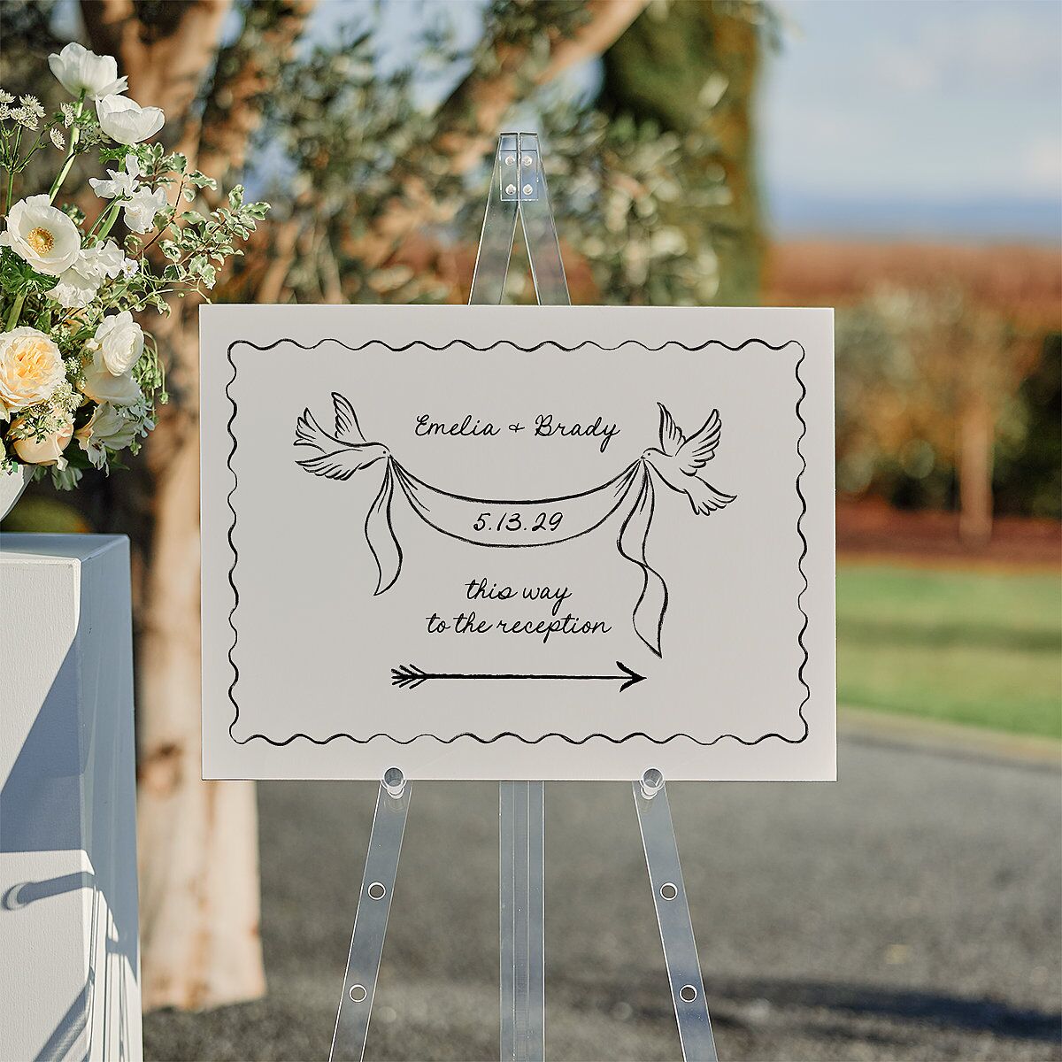 Vintage Lovebird Banner Standard Direction Sign Medium Linen Standard Indoor Foam Core M Direction