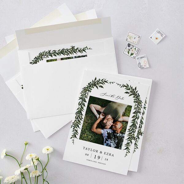 Rich Greenery Save The Date Cards Hunter Green Signature smooth Blank No Standard