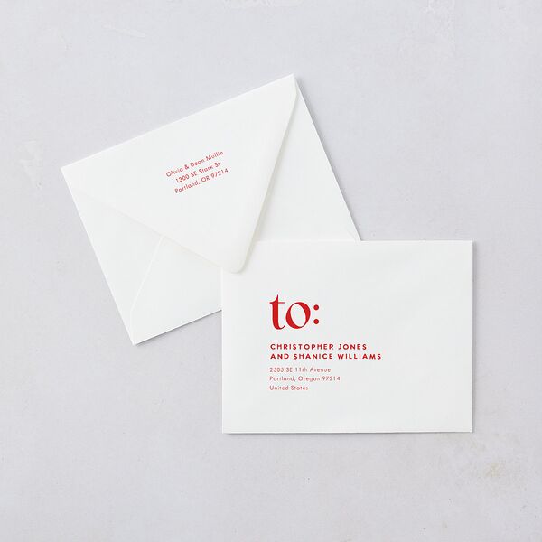 Bold Year Photo Series Thank You Card Euro Envelopes White Candy Pink Both Recipient and Return Addresses Luxe Signature