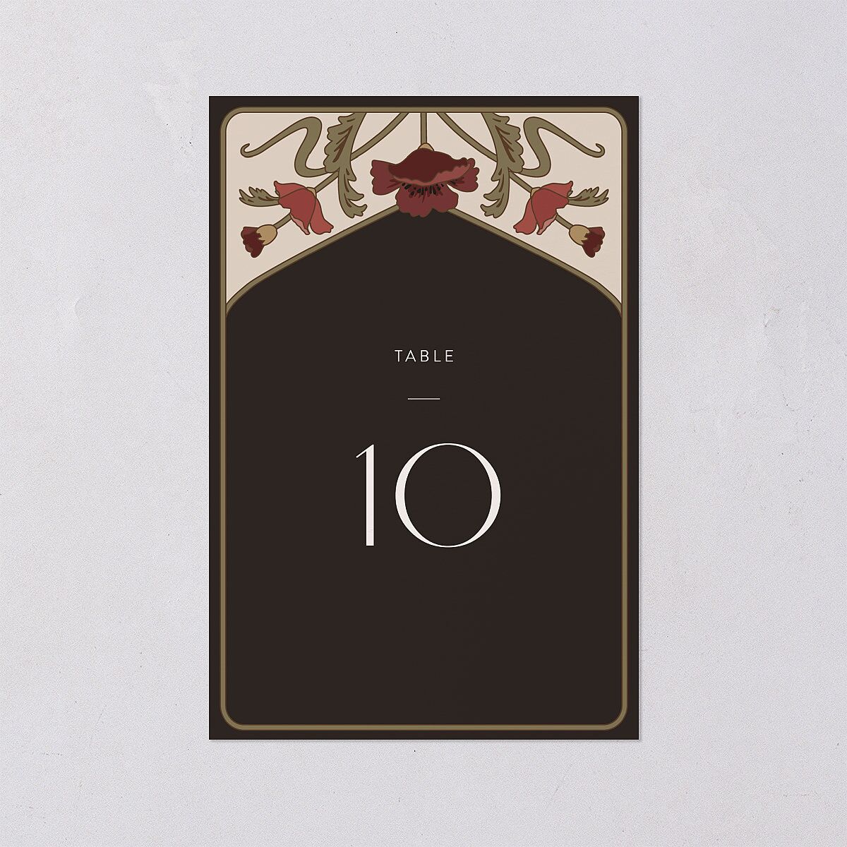 Vintage Nouveau Floral Table Numbers Merlot Signature