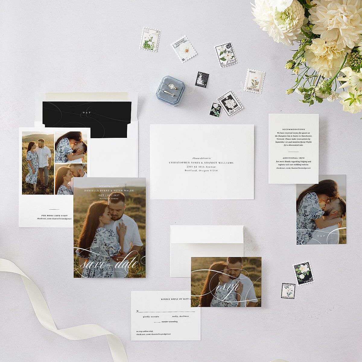 Photo Vow Save the Date Cards Pure White Signature smooth Blank No Standard