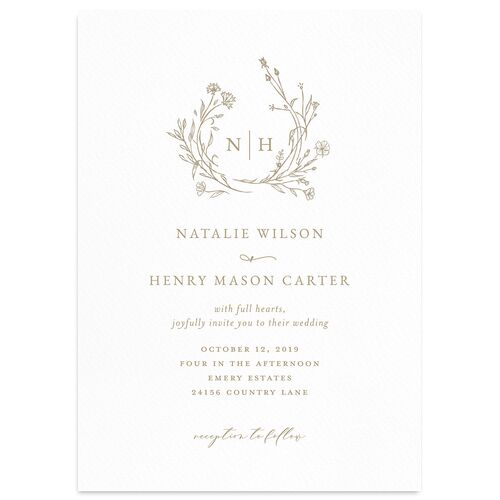 Natural Monogram Wedding Invitations Fawn Signature Blank No Standard