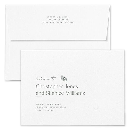 Simple Modern Wildflowers Wedding Invitation Envelopes Kraft Deep Olive Return Address Standard Signature