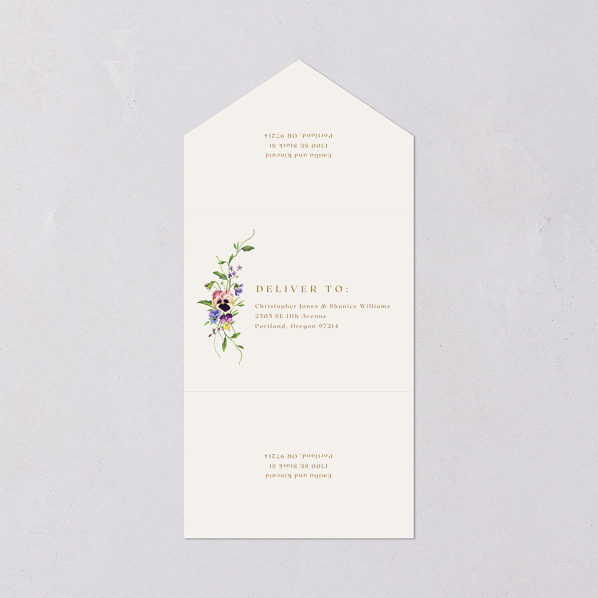 Wild Pansies All-in-One Wedding Invitations — view 2