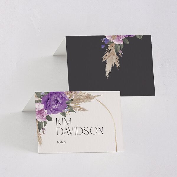Bohemian Bouquet Foil Place Cards Gold Plum Signature