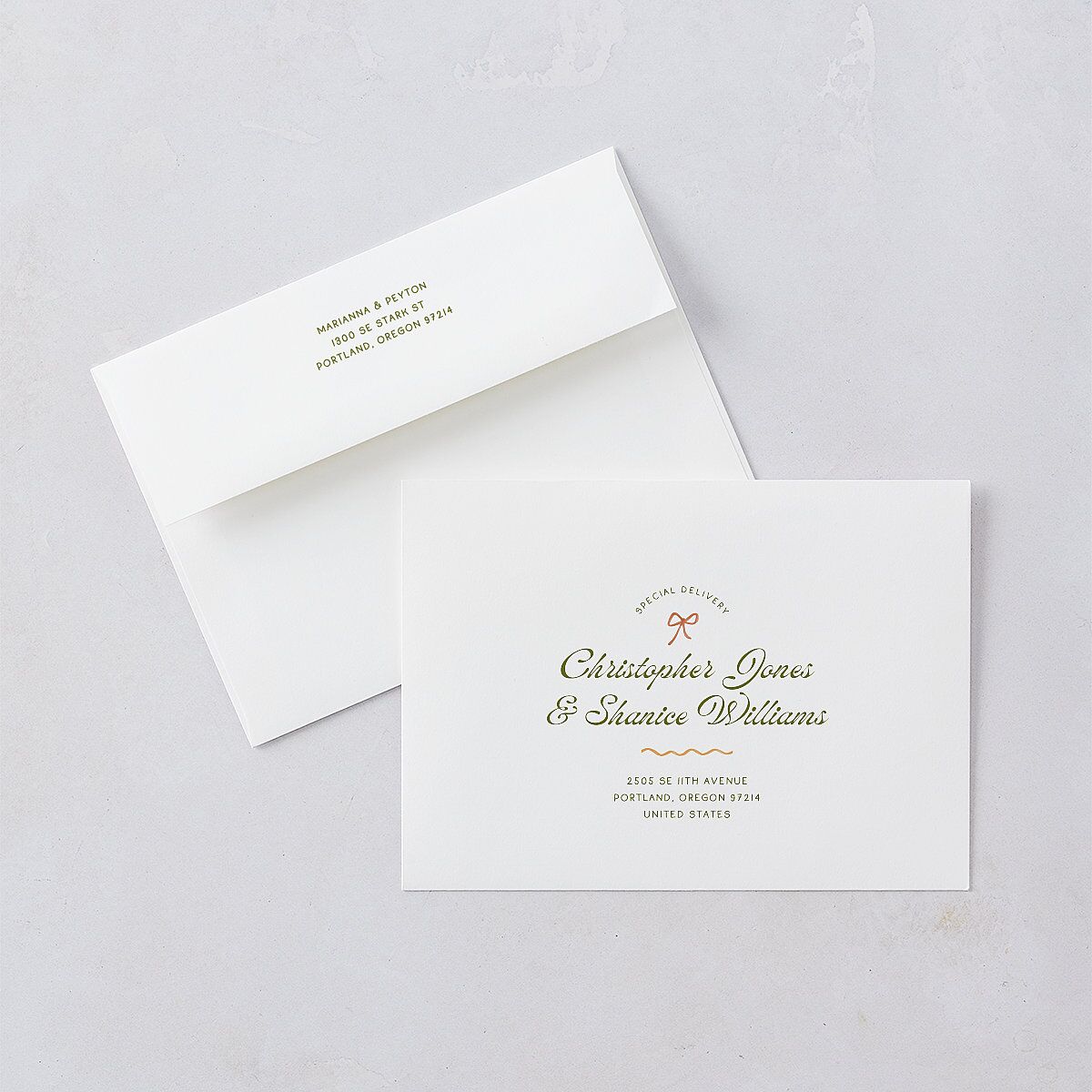 Whimsical Drawn Flowers Wedding Invitation Envelopes White Thyme Both Recipient and Return Addresses Standard Signature