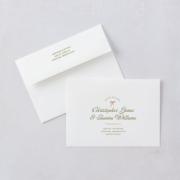 Whimsical Drawn Flowers Wedding Invitation Envelopes White Thyme Both Recipient and Return Addresses Standard Signature