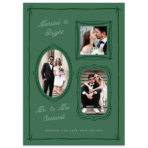 Whimsical Hand Drawn Photo Frames Holiday Cards Eucalyptus Signature Blank Standard Portrait