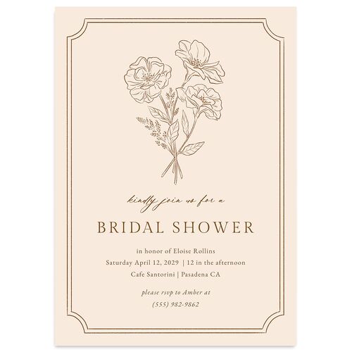 Vintage Botanical Sketch Bridal Shower Invitations Saddle Signature Blank Standard