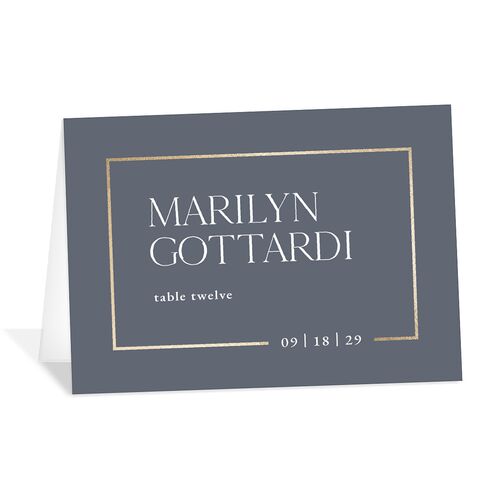 Minimalist Photo Frame Foil Place Cards Gold Slate Signature