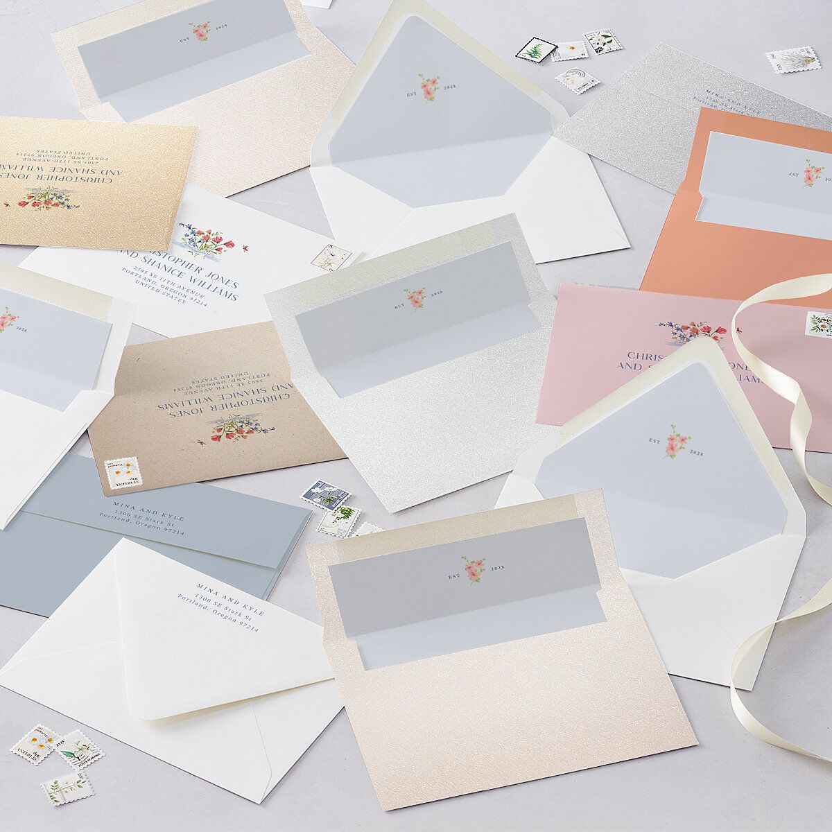Fairytale Wildflower Crest Wedding Invitations Pure White Signature Blank No Rounded