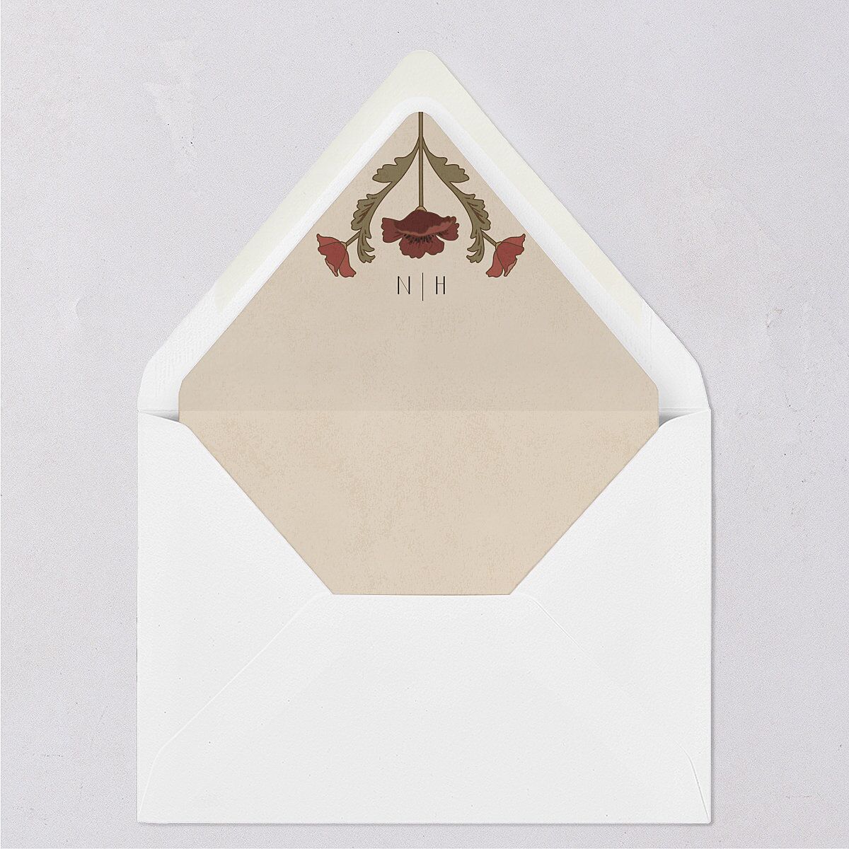 Vintage Nouveau Floral Euro Envelope Liners Merlot Luxe