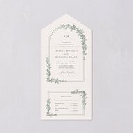 Botanical Arch All-in-One Wedding Invitations Hunter Green Signature Light Both Recipient and Return Addresses No