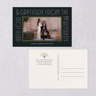 Gatsby Deco Arch Thank You Postcards Dark Emerald