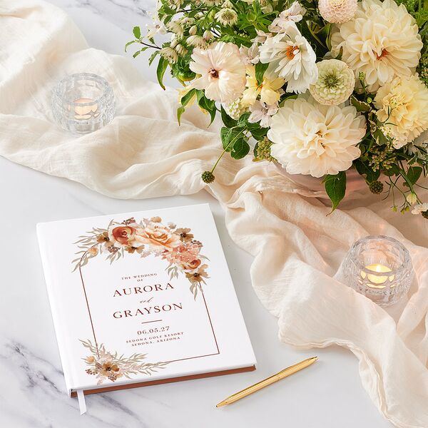 Bohemian Arch Wedding Guest Book Rust