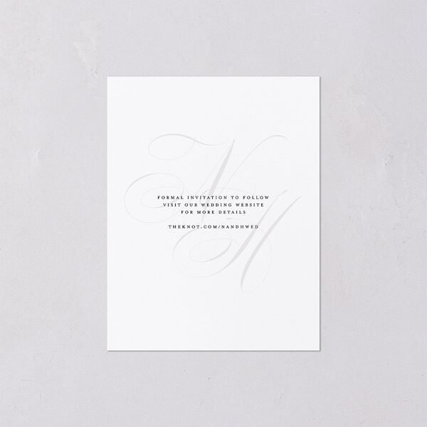 Elegant Monogram Save the Date Petite Cards Pure White Signature smooth Blank No Standard