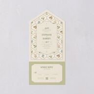 Floral Vintage Lattice All-in-One Wedding Invitations Champagne Signature Light Both Recipient and Return Addresses No