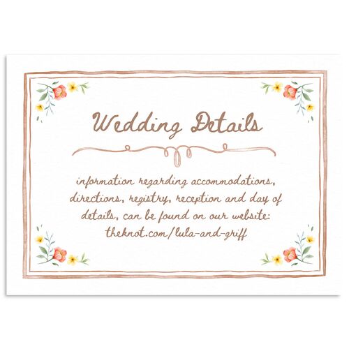 Countryside Crest Wedding Event Detail Cards Mocha Signature Standard