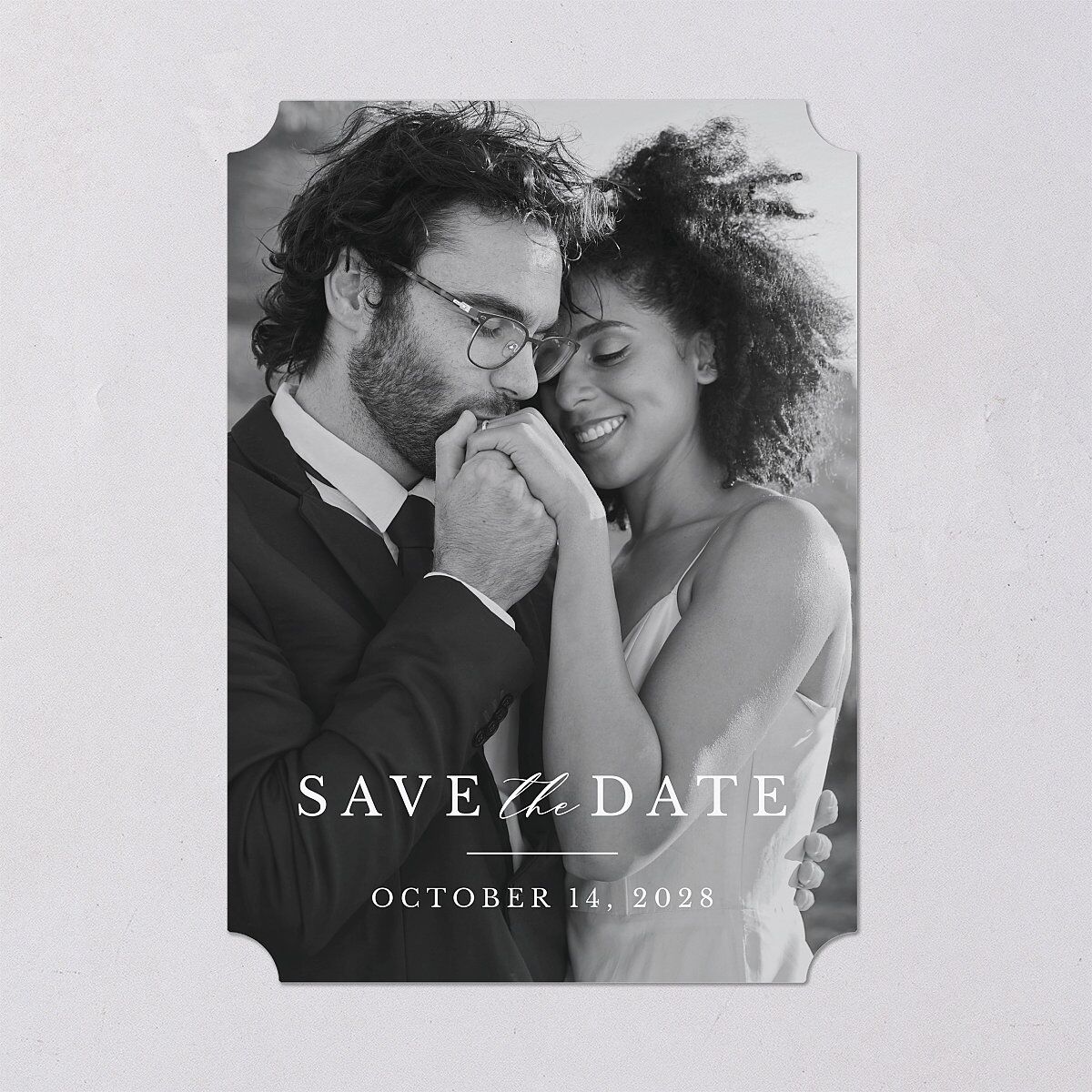 Simple Eucalyptus Save the Date Cards Linen Signature smooth Blank No Ticket