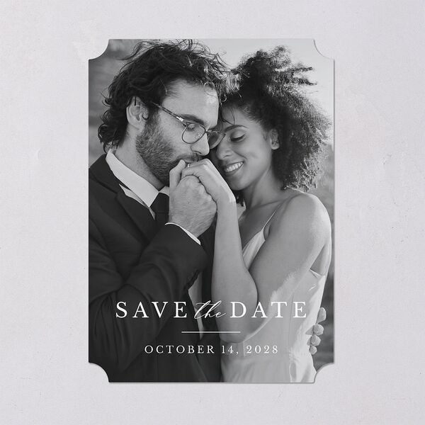 Simple Eucalyptus Save the Date Cards Linen Signature smooth Blank No Ticket