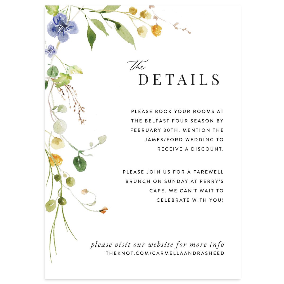 Delicate Wildflower Wedding Enclosure Cards