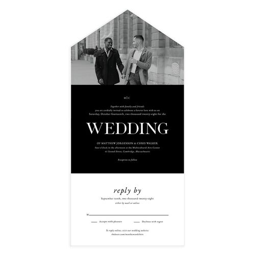 Classically Stated All-in-One Wedding Invitations Midnight No Signature Light Both Recipient and Return Addresses