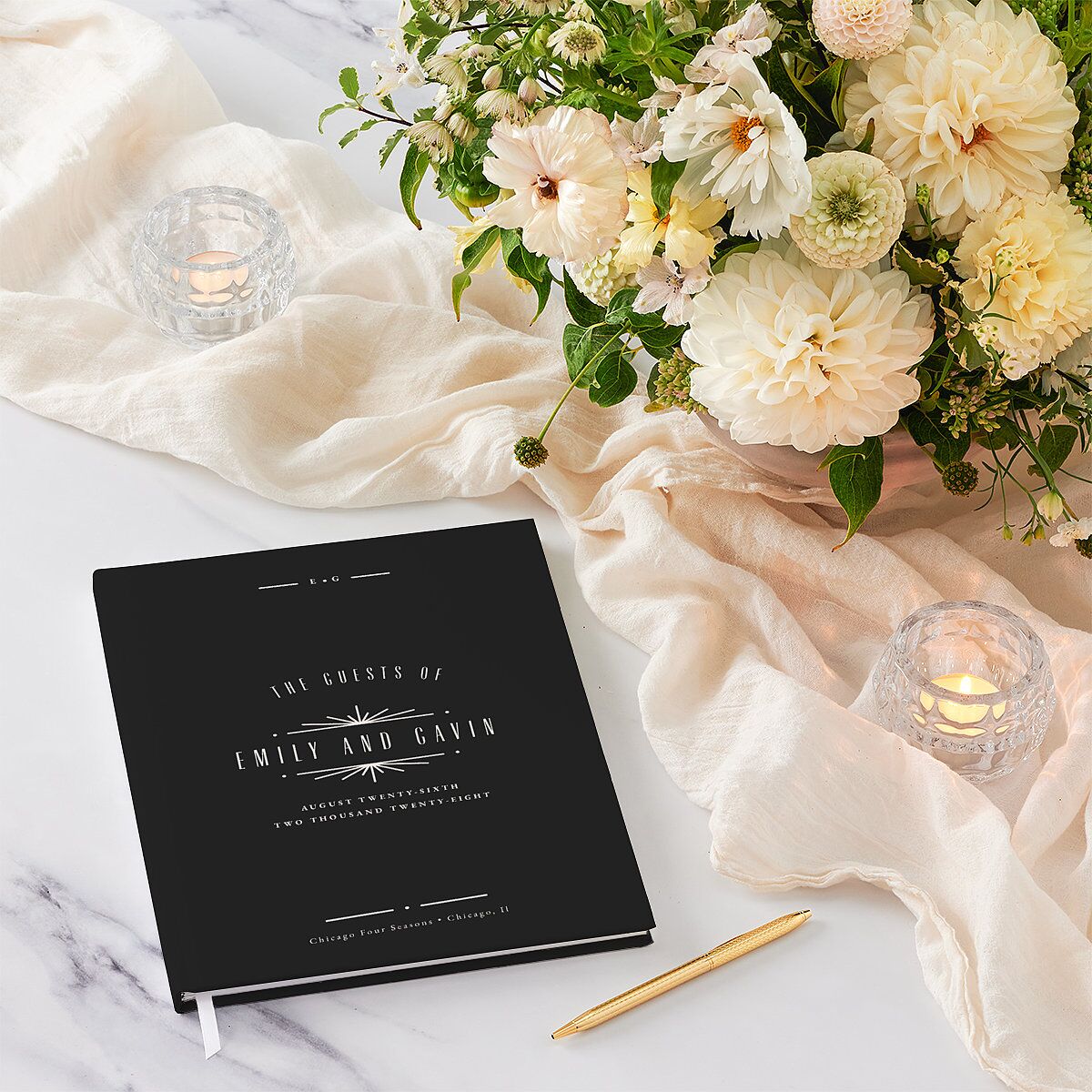 Vintage Deco Wedding Guest Book Charcoal