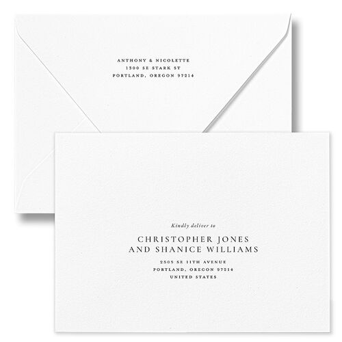 Elegant Photo Monogram Rehearsal Dinner Invitation Euro Envelopes Midnight White Both Recipient and Return Addresses Luxe Signature