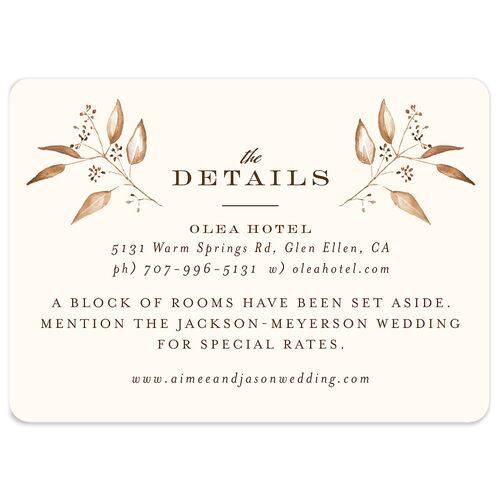 Lush Greenery Wedding Event Detail Cards Sepia Signature Rounded