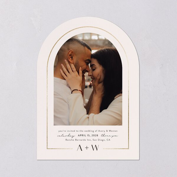 Monogram Arch Foil Wedding Invitations Gold Champagne Signature Blank Arch No