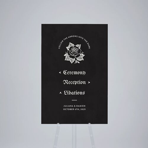 Moody Gothic Rose Standard Direction Sign Large Midnight Standard Outdoor Corrugated L Direction
