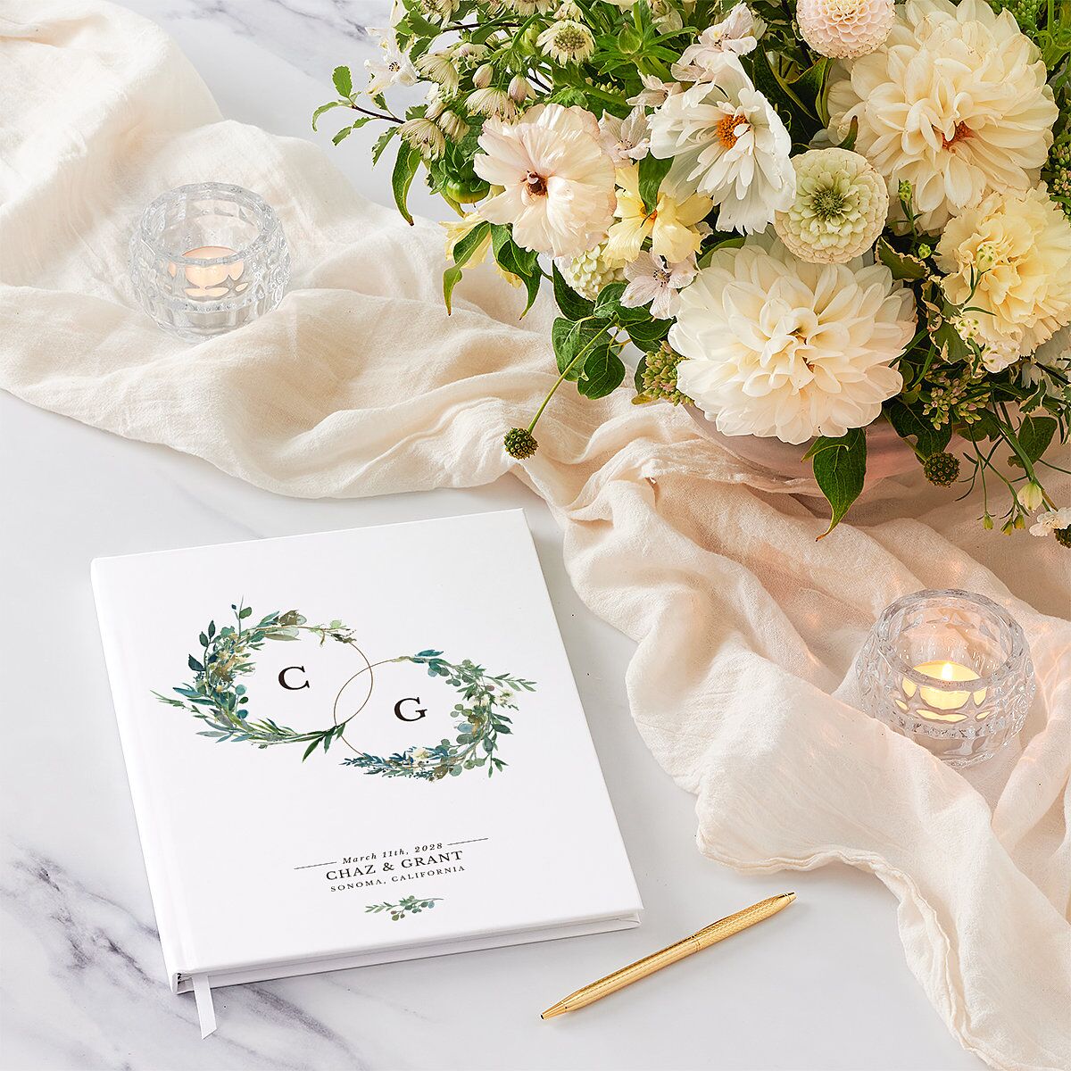 Leafy Hoops Wedding Guest Book — view 2